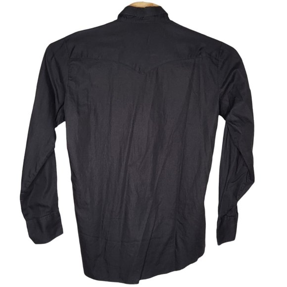 Baroque by‎ HBarC Ranchwear 16 / 35 Solid Black Western Men's Button Down Shirt - Picture 2 of 4
